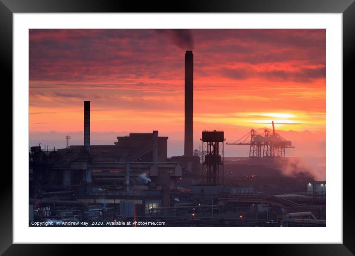 Sunset over Port Talbot Steelworks Framed Mounted Print by Andrew Ray