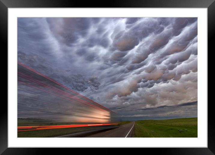 Mammatus clouds over Montana at Dusk Framed Mounted Print by John Finney