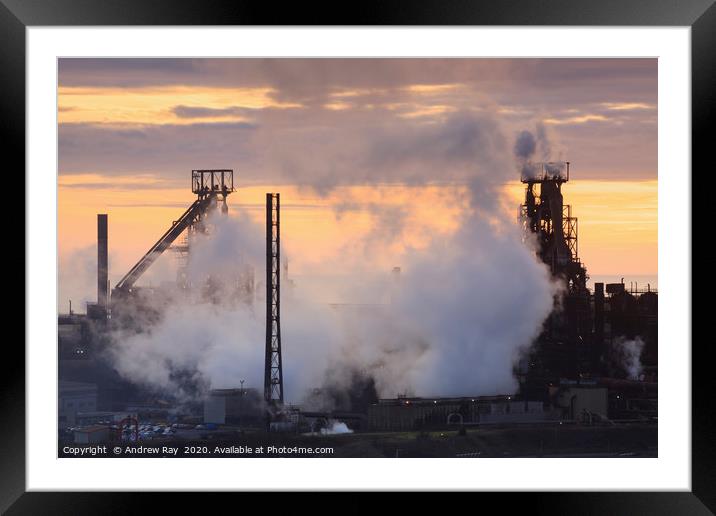 Sunset at Port Talbot Framed Mounted Print by Andrew Ray