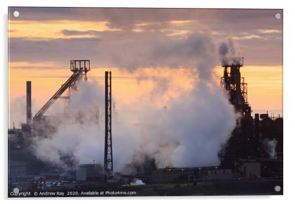 Sunset at Port Talbot Acrylic by Andrew Ray
