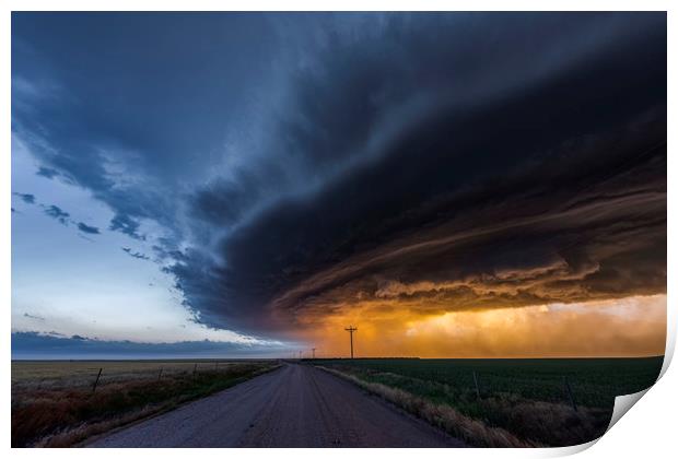 Mothership Thunderstorm over Kansas Print by John Finney
