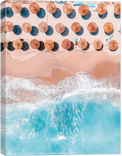 Ocean Beach, Aerial Teal Sea Beach, Bondi Beach Canvas Print by Radu Bercan