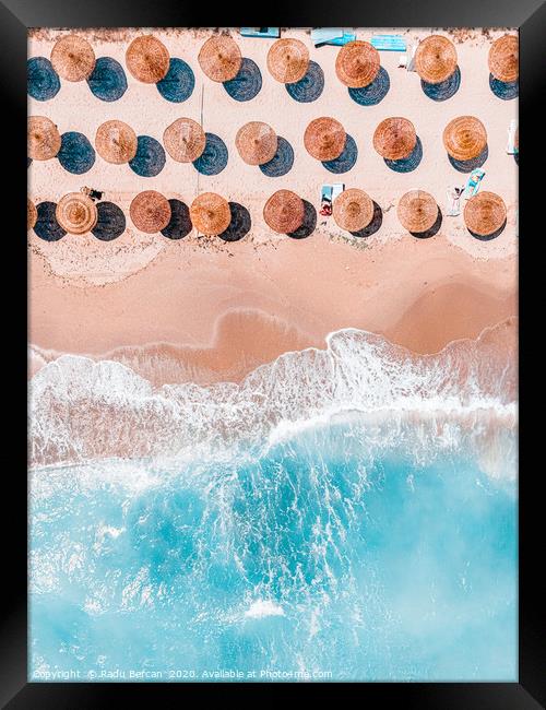 Ocean Beach, Aerial Teal Sea Beach, Bondi Beach Framed Print by Radu Bercan