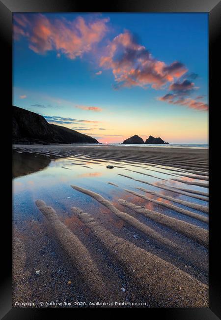 Sand Ripples on Holywell Beach Framed Print by Andrew Ray