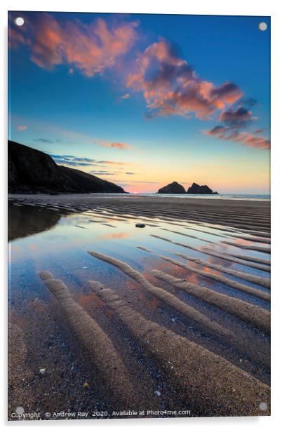 Sand Ripples on Holywell Beach Acrylic by Andrew Ray