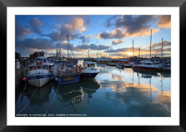 Reflections of sunset (Padstow) Framed Mounted Print by Andrew Ray