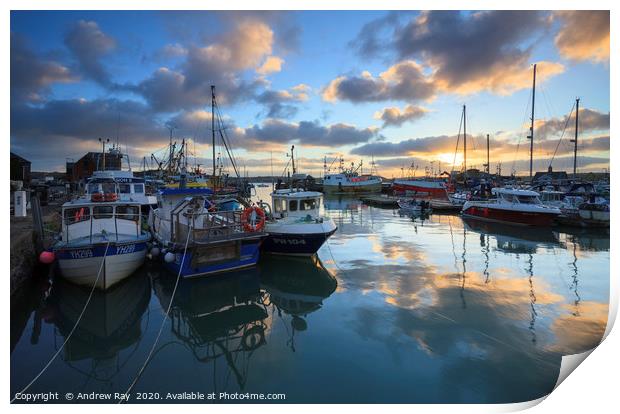 Reflections of sunset (Padstow) Print by Andrew Ray