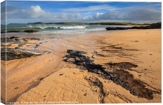 Sand Patterns at Harlyn Bay Canvas Print by Andrew Ray