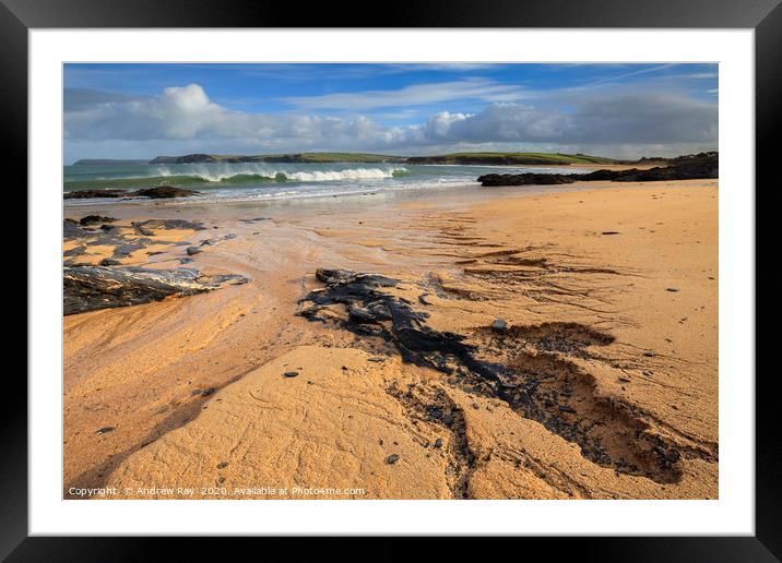 Sand Patterns at Harlyn Bay Framed Mounted Print by Andrew Ray