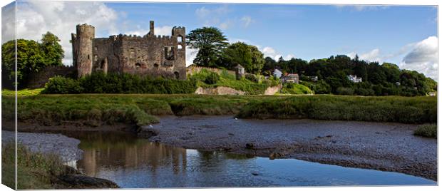 Laugharne castle in Wales Canvas Print by Jenny Hibbert