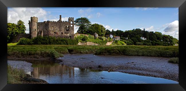 Laugharne castle in Wales Framed Print by Jenny Hibbert