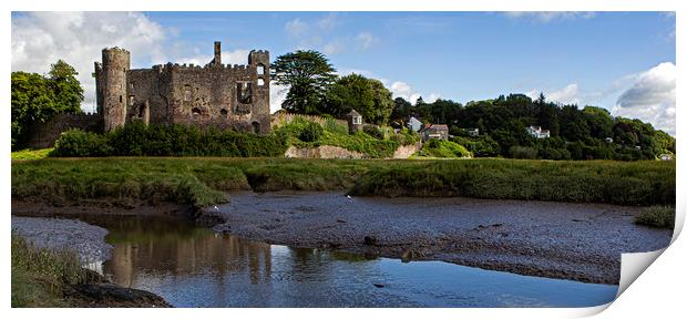 Laugharne castle in Wales Print by Jenny Hibbert
