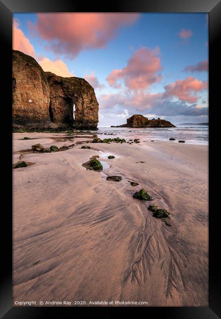 Sunrise at Perranporth Arch Framed Print by Andrew Ray