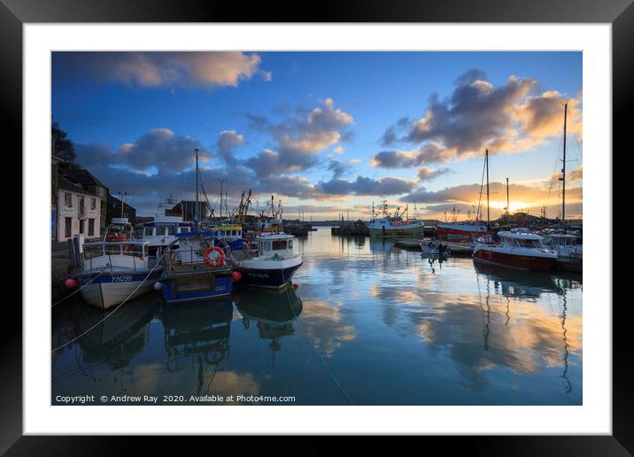 Sunrise Reflections at Padstow Framed Mounted Print by Andrew Ray