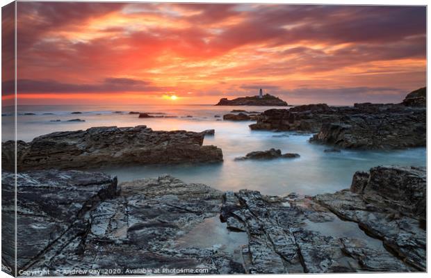 Summers Sunset (Godrevy) Canvas Print by Andrew Ray