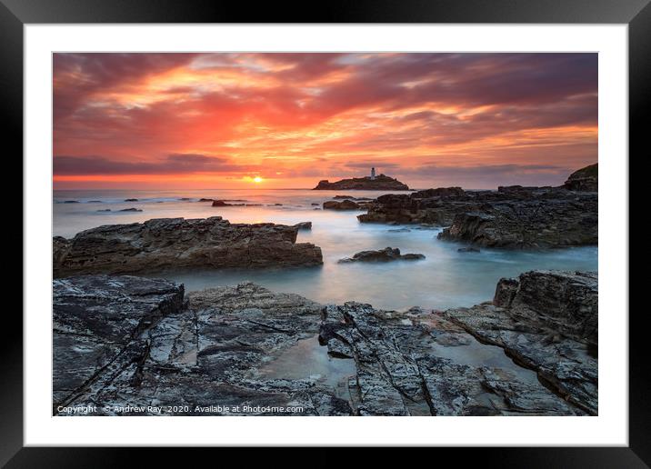 Summers Sunset (Godrevy) Framed Mounted Print by Andrew Ray