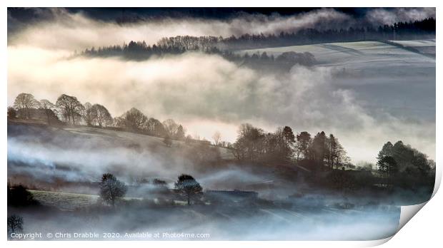 Morning mist in the Derwent Valley. Print by Chris Drabble