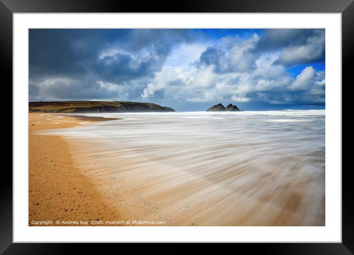 Incoming Wave (Holywell Bay) Framed Mounted Print by Andrew Ray