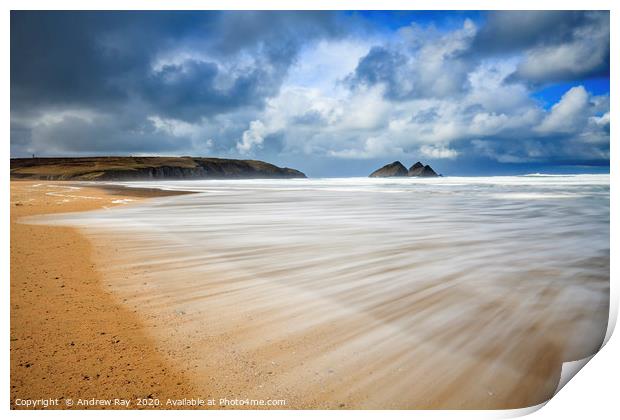 Incoming Wave (Holywell Bay) Print by Andrew Ray