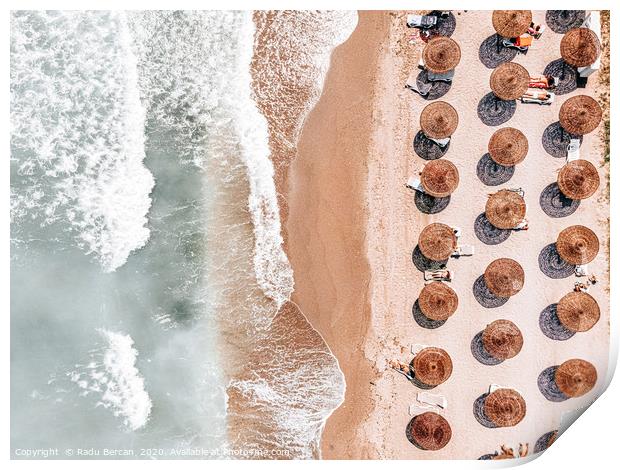 Aerial Beach Umbrellas, Ocean Beach Photography Print by Radu Bercan