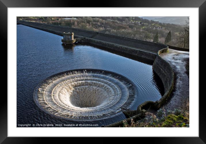 Bellmouth overflow, Ladybower Reservior Framed Mounted Print by Chris Drabble
