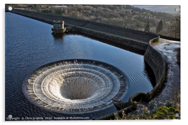 Bellmouth overflow, Ladybower Reservior Acrylic by Chris Drabble