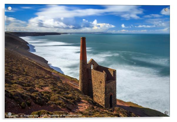 Engine house view (Wheal Coates) Acrylic by Andrew Ray