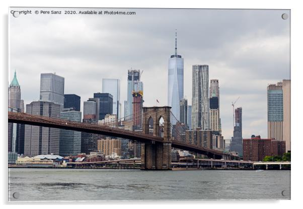 Lower Manhattan Skyline and Brooklyn Bridge Panora Acrylic by Pere Sanz