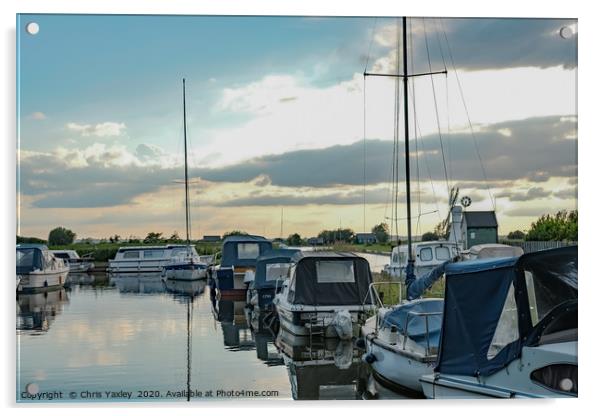 Boats moored up in Thurne Dyke Acrylic by Chris Yaxley