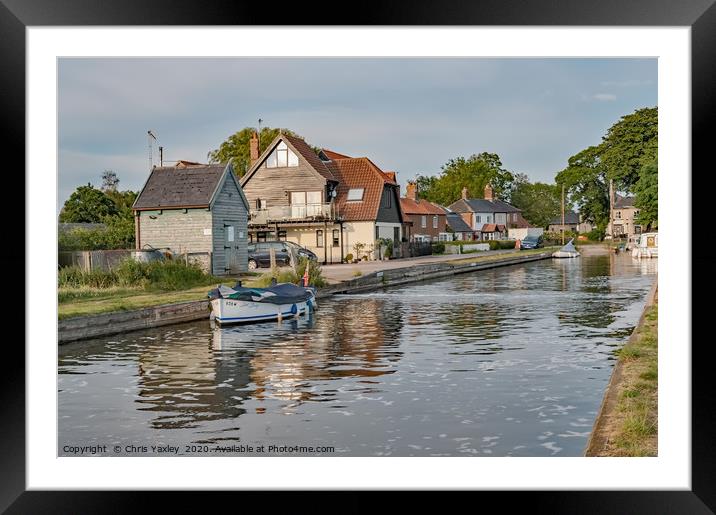 Thurne Dyke public moorings, Norfolk Broads Framed Mounted Print by Chris Yaxley