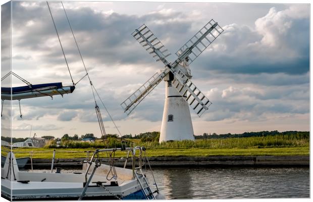 Thurne Mill at Thurne Mouth in the Norfolk Broads Canvas Print by Chris Yaxley