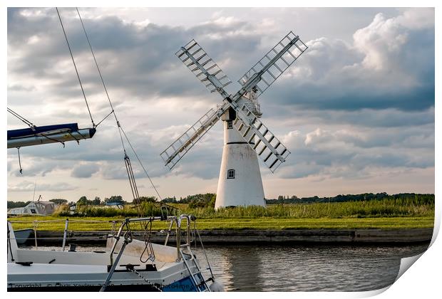 Thurne Mill at Thurne Mouth in the Norfolk Broads Print by Chris Yaxley