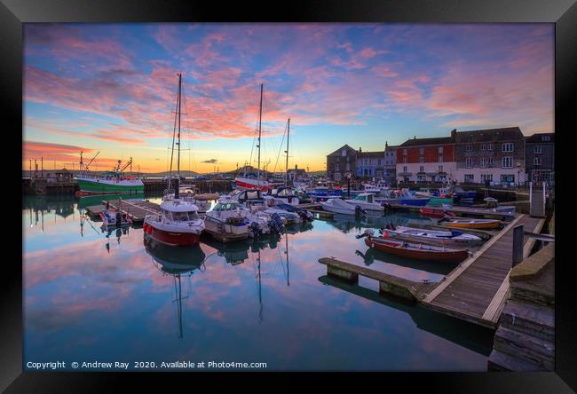 Padstow Harbour at sunrise Framed Print by Andrew Ray