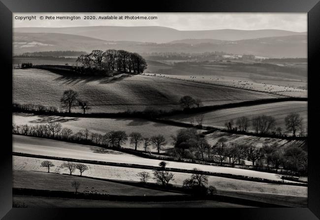 Light on rolling hills in Mid Devon Framed Print by Pete Hemington