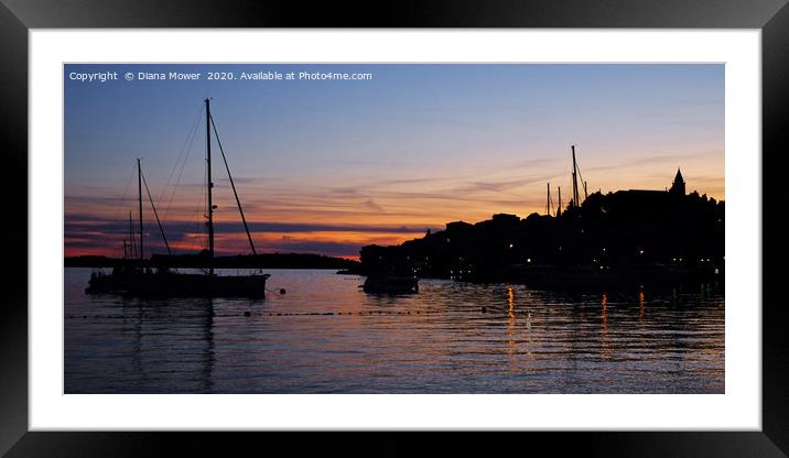 Primosten Sunset Croatia Framed Mounted Print by Diana Mower