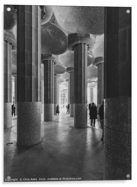Doric columns beneath Park Guell terrace Acrylic by Chris Rabe