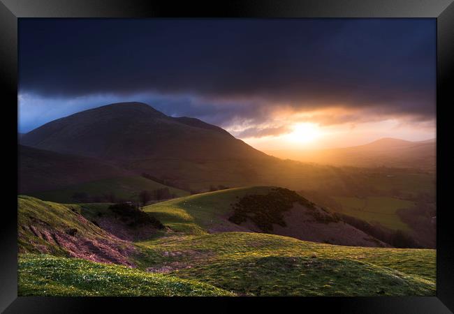Blencathra sunrise from Latrigg, Lake District Framed Print by John Finney