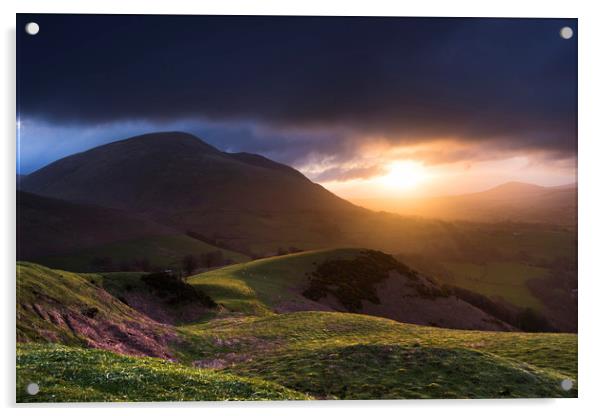 Blencathra sunrise from Latrigg, Lake District Acrylic by John Finney