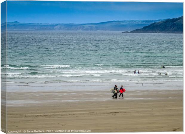 Newgale Beach  Canvas Print by Jane Metters