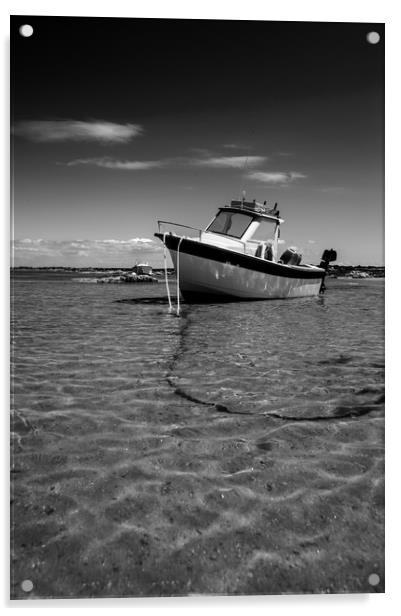 White boat on sand Acrylic by youri Mahieu
