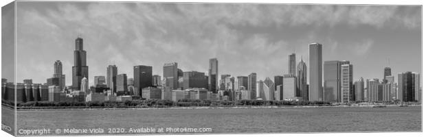 Chicago Skyline | Panorama Monochrome Canvas Print by Melanie Viola
