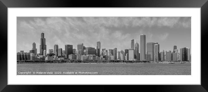Chicago Skyline | Panorama Monochrome Framed Mounted Print by Melanie Viola