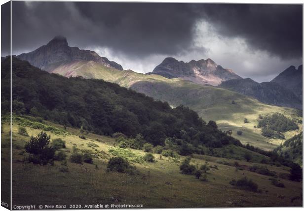 Pyrenees mountains, dramatic moody landscape  Canvas Print by Pere Sanz