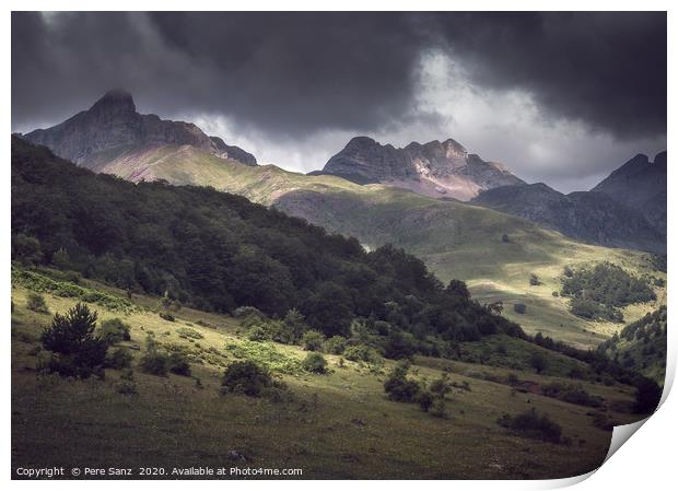 Pyrenees mountains, dramatic moody landscape  Print by Pere Sanz