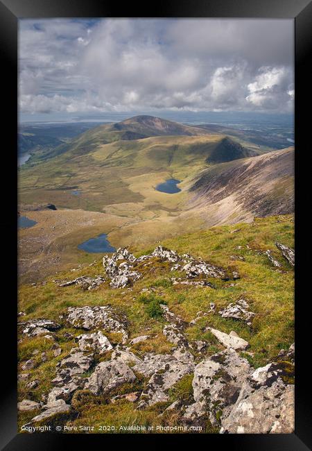 Beautifull View from Snowdon Summit in Snowdonia,  Framed Print by Pere Sanz