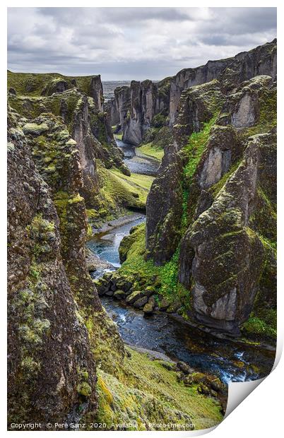 Fjadrargljufur Canyon in Iceland Print by Pere Sanz