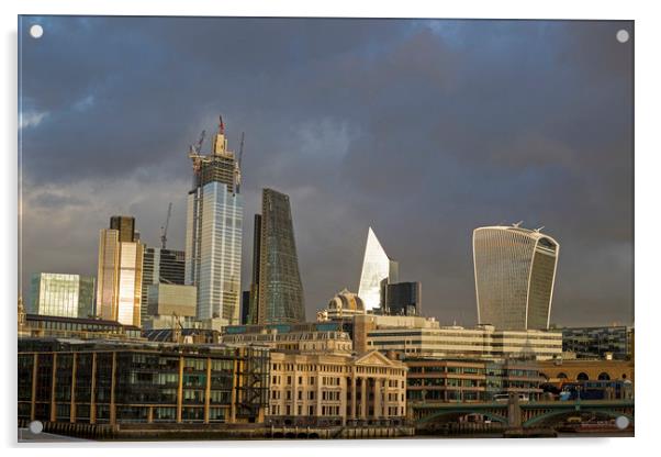 London city scape Acrylic by Jenny Hibbert