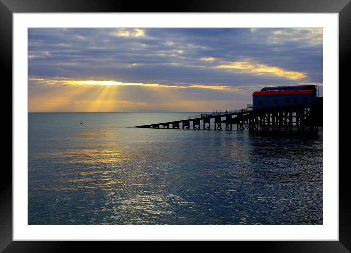 Cloudy Tenby Sunrise Framed Mounted Print by Jeremy Hayden