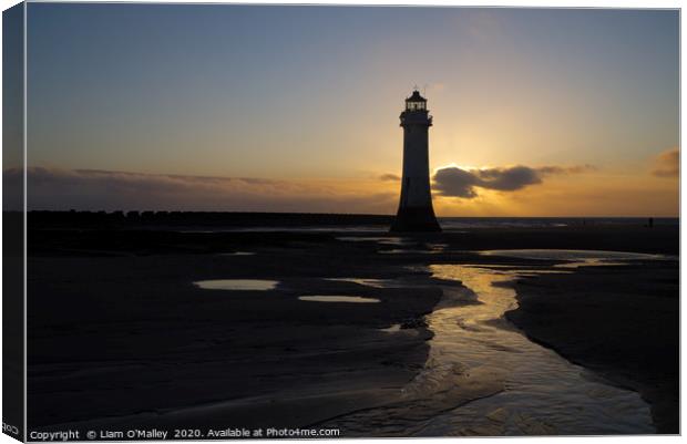 New Brighton Lighthouse Sunset Canvas Print by Liam Neon