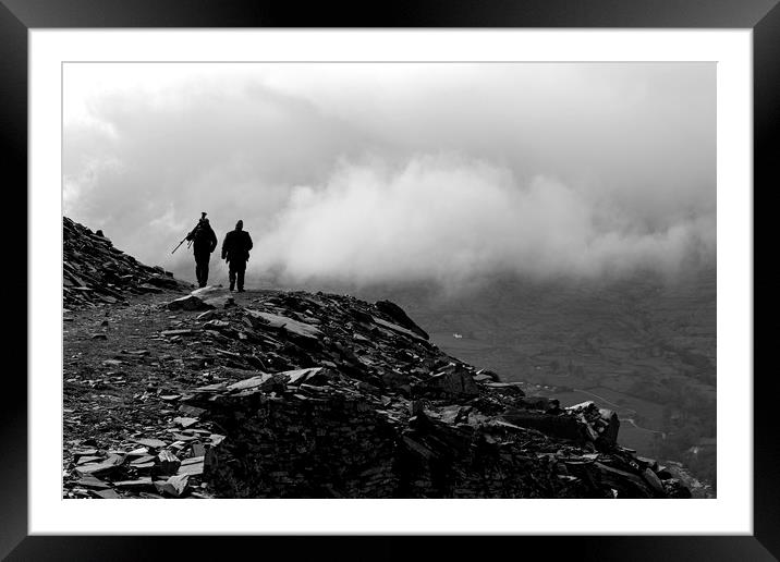 Walking above Slate Quarry Dinorwig, North Wales Framed Mounted Print by Jenny Hibbert
